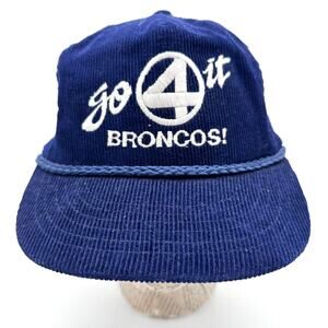 Vintage Designer Award Go 4 It Broncos Corduroy Rope SnapBack Hat Cap Football?